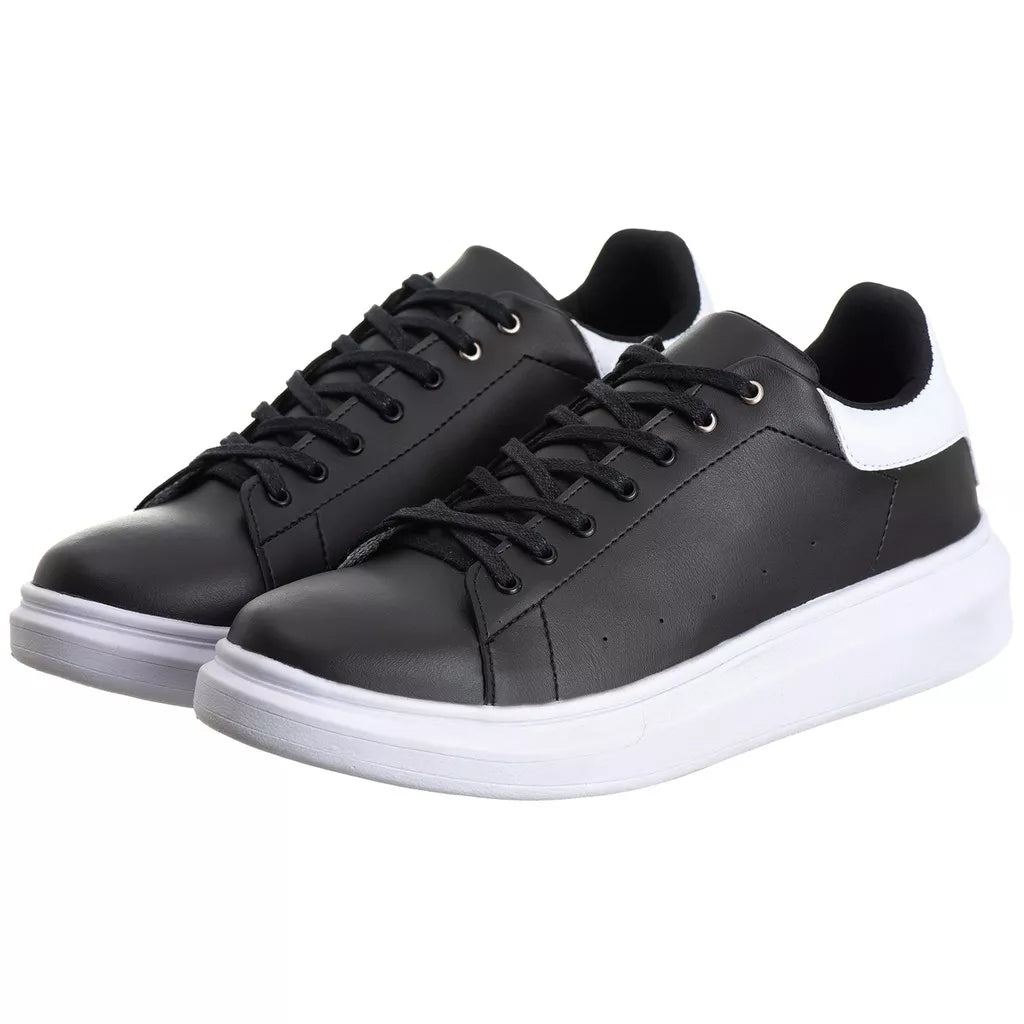 Tênis Casual Costarini Preto/Branco - Couro Ecológico