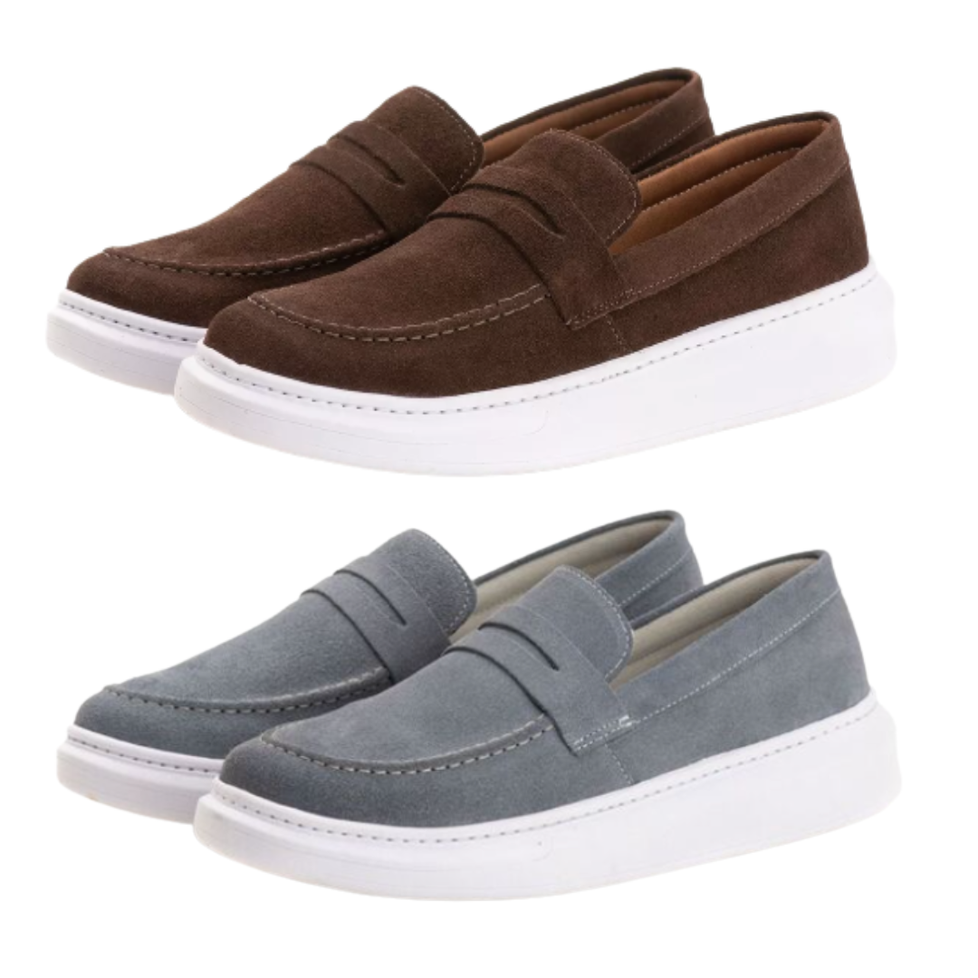 Compre 1 e Leve 2 Slip On - Mocassim Masculino Couro Camurça