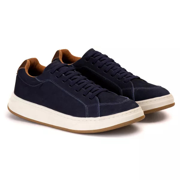 Tênis Casual em couro Elástico Nobuk Azul