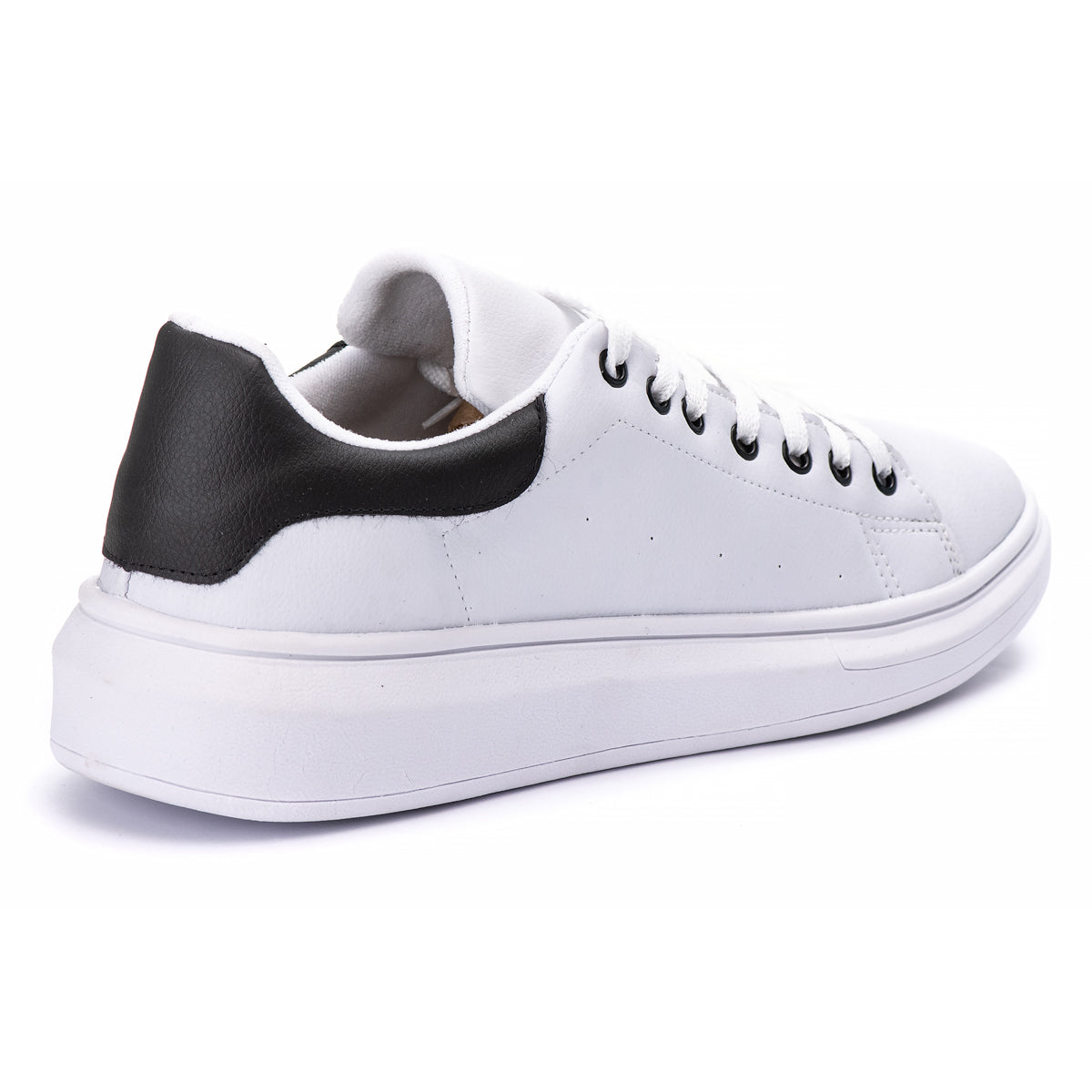 Tênis Casual Costarini Branco/Preto - Couro Ecológico