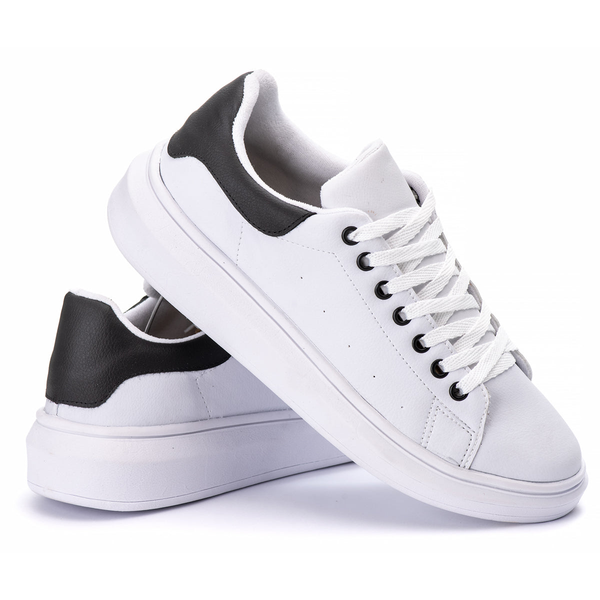 Tênis Casual Costarini Branco/Preto - Couro Ecológico