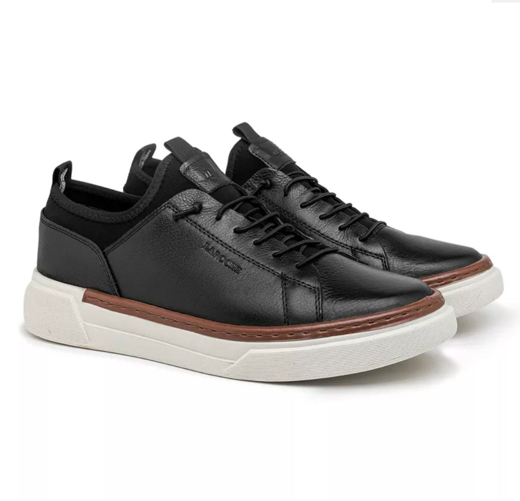 Sapatenis Casual Masculino Titanium em Couro - Preto