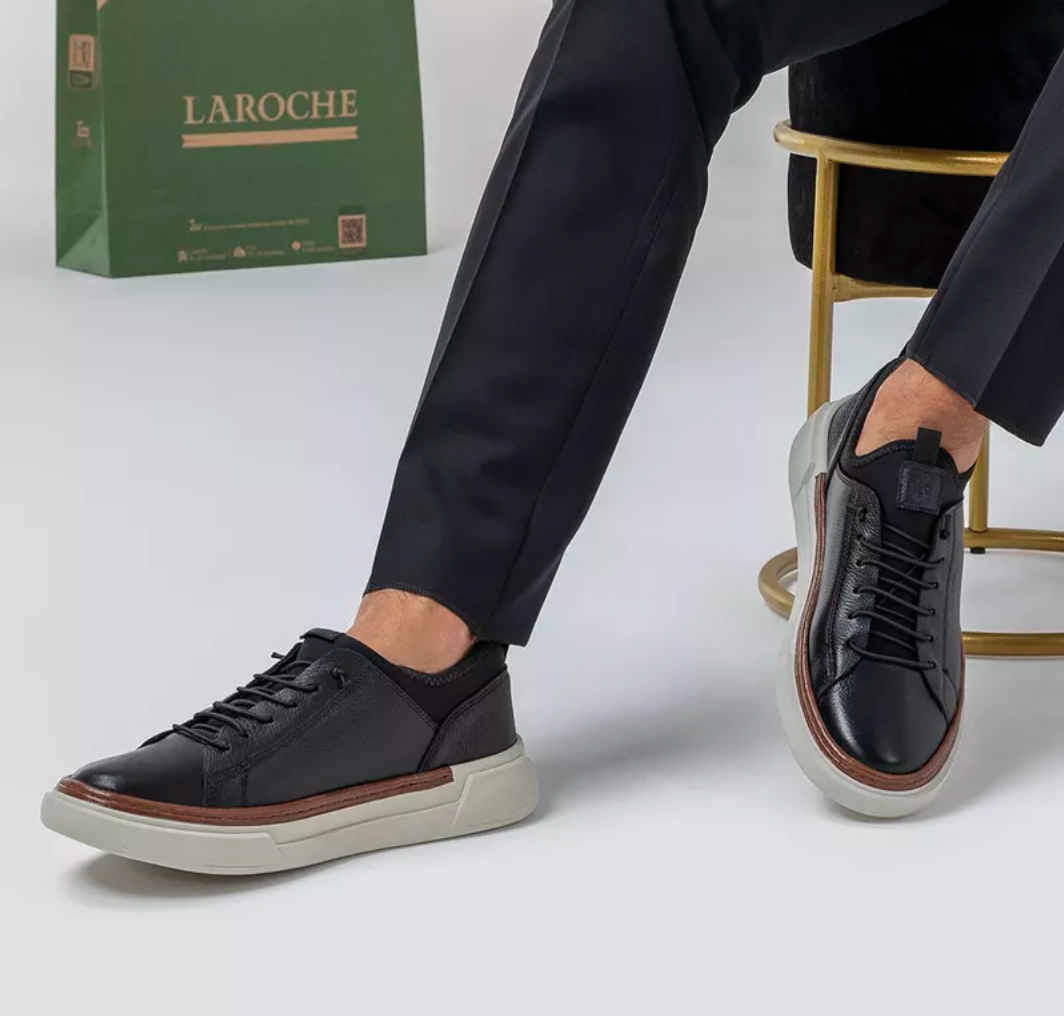 Sapatenis Casual Masculino Titanium em Couro - Preto