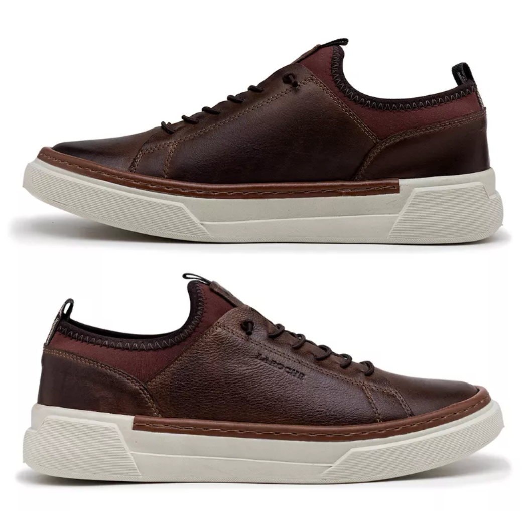 Sapatenis Casual Masculino Titanium em Couro - Chocolate