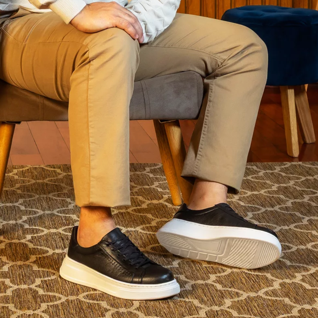 Sapatenis Casual Masculino Laroche Toquio em Couro - Preto