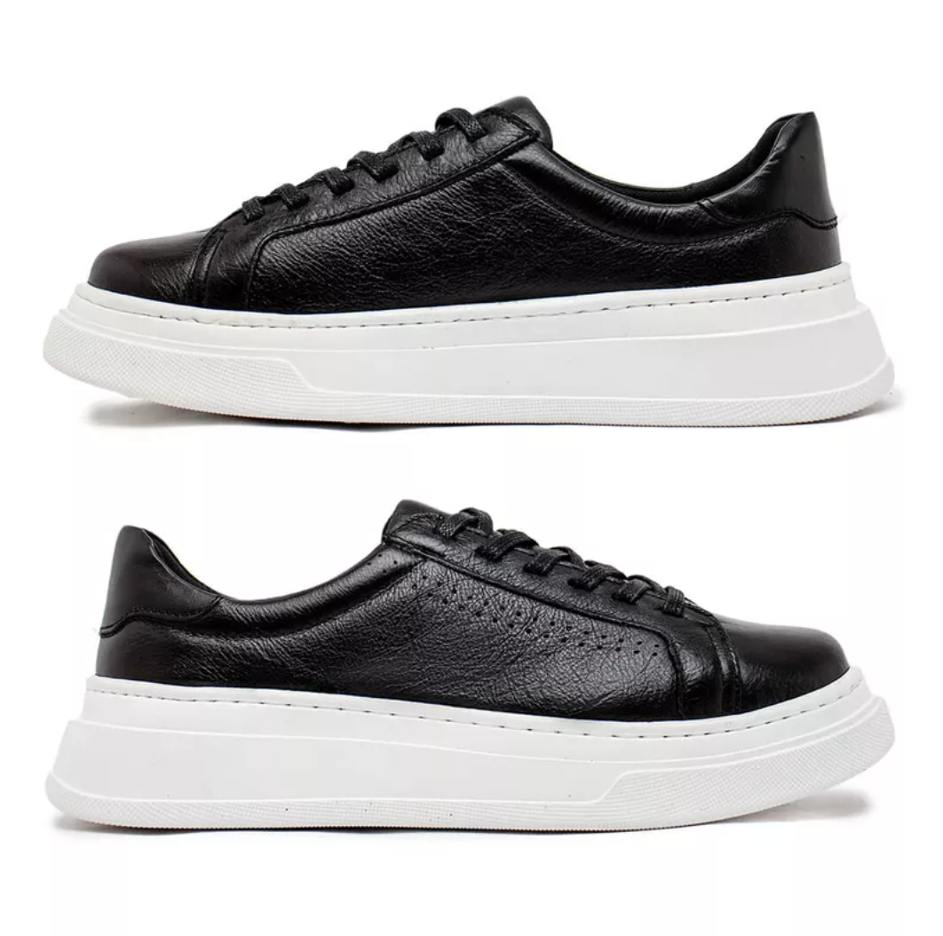 Sapatenis Casual Masculino Laroche Toquio em Couro - Preto