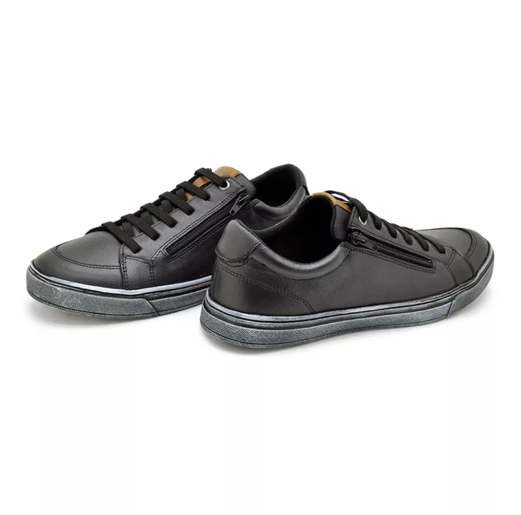 Sapatenis Street Em Couro - Preto