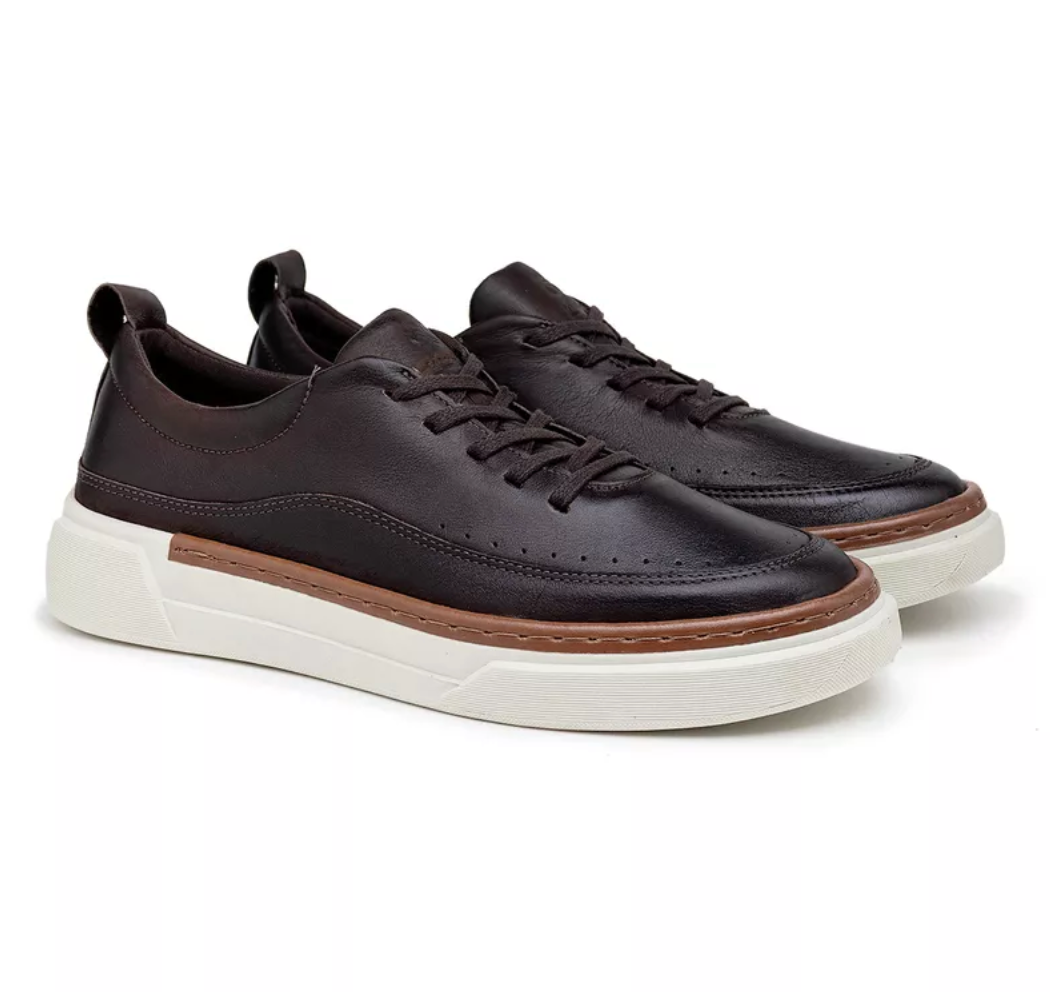 Sapatenis Casual Masculino Titanium em Couro - Café