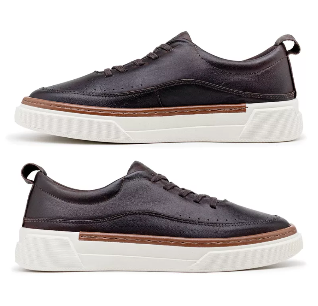 Sapatenis Casual Masculino Titanium em Couro - Café