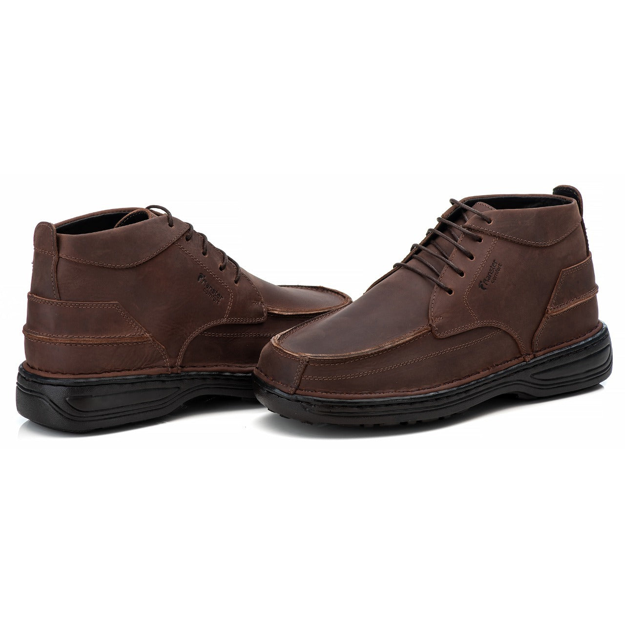 Bota Masculina Comfort Couro Rústico Leve Ortopédica