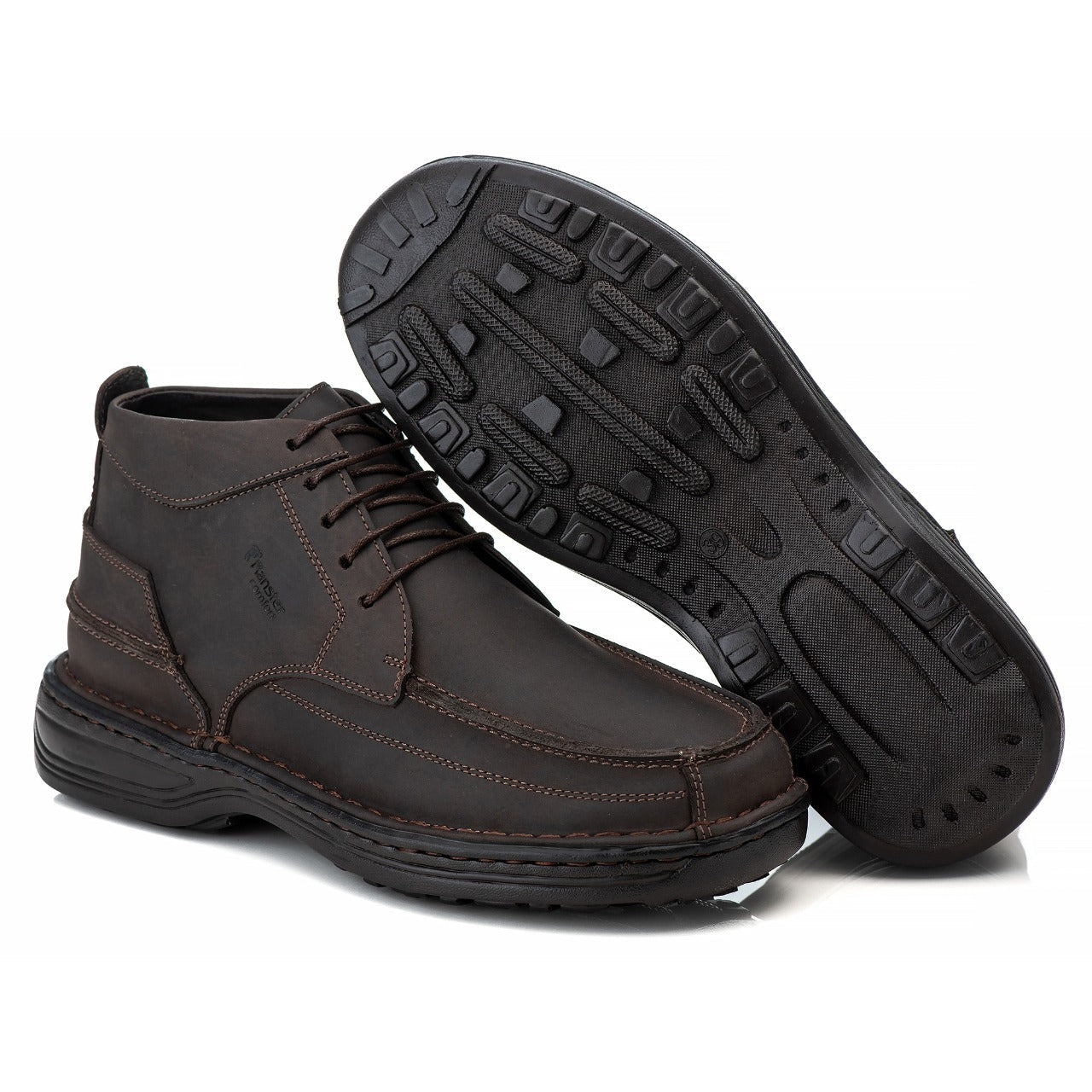 Bota Masculina Comfort Couro Rústico Leve Ortopédica