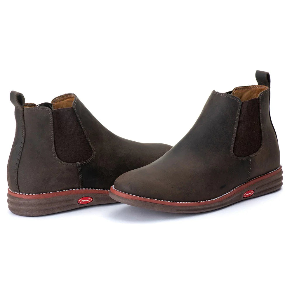 Botina Masculina Couro Rústico Confort Bota Chelsea Leve Cafe