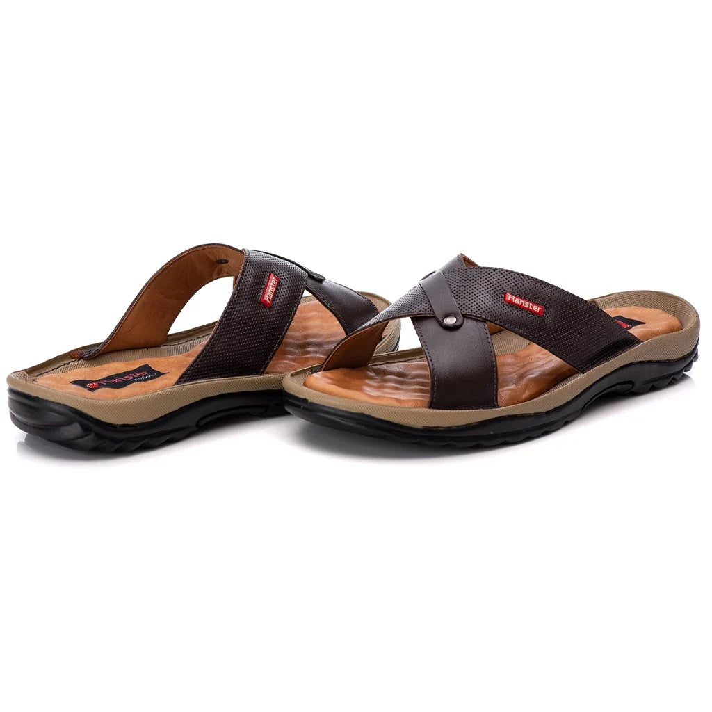 Chinelo Masculino Anti Stress Couro Legitimo Confortável Palmilha em Gel