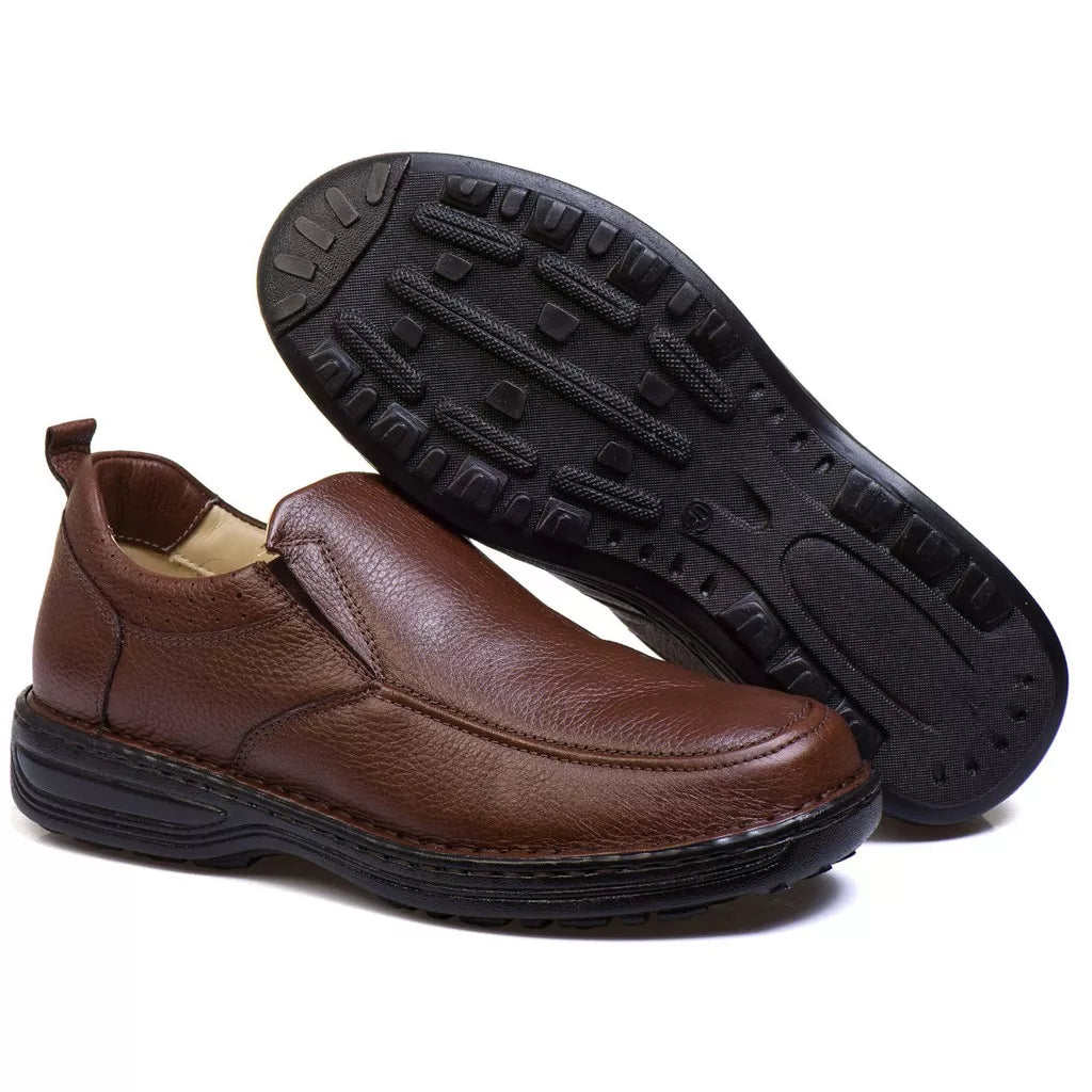 Sapato Masculino Ortopédico Em Couro Legitimo Palmilha Gel Anatômica Anti Stress