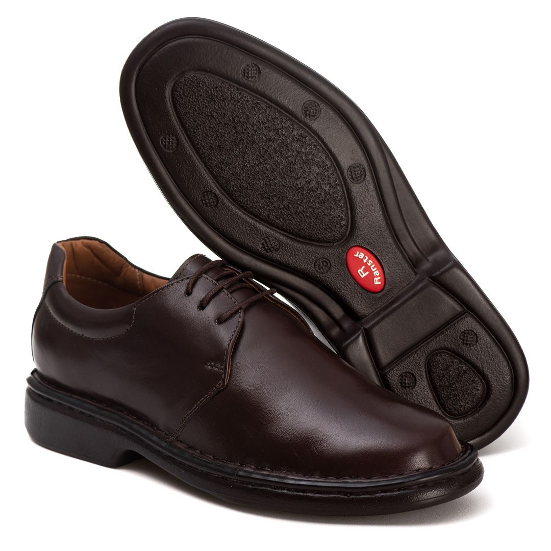 Sapato Comfort Domenic em Couro Preto e Ortopédico