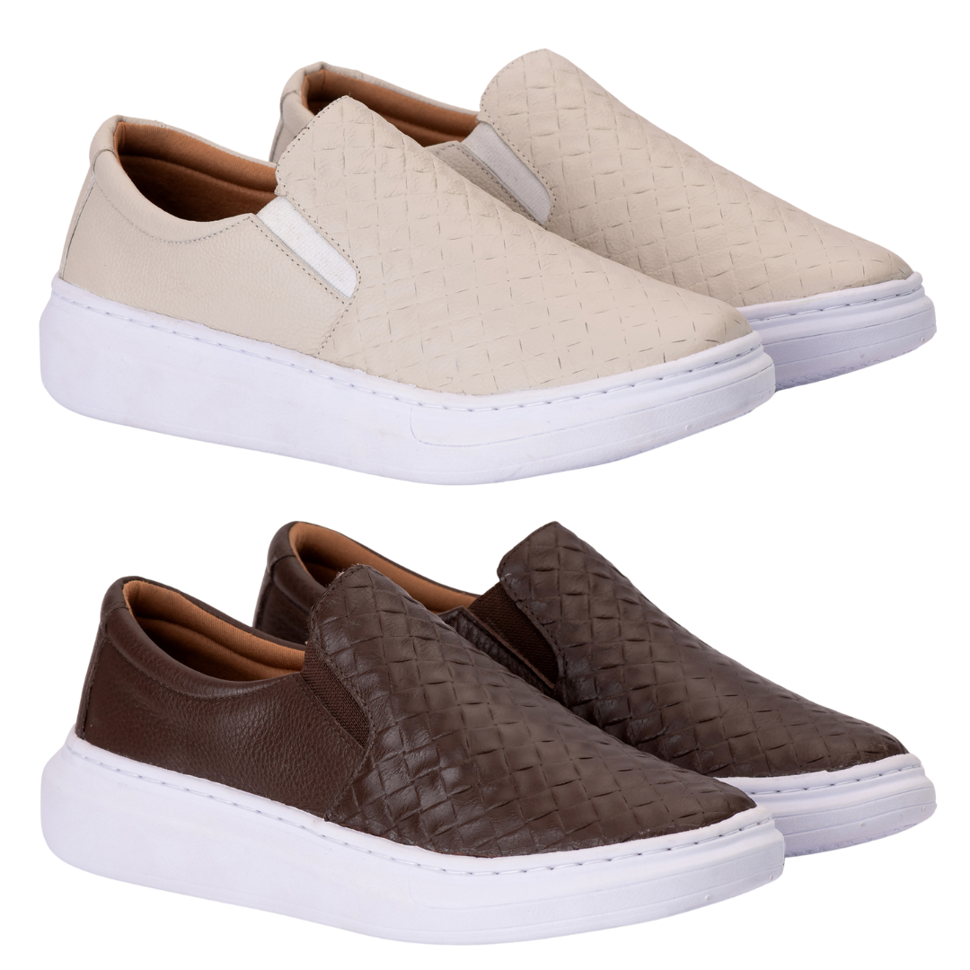 Compre 1 e Leve 2 - Slip On Masculino em Couro + Brinde [Carteira e cinto]🔥