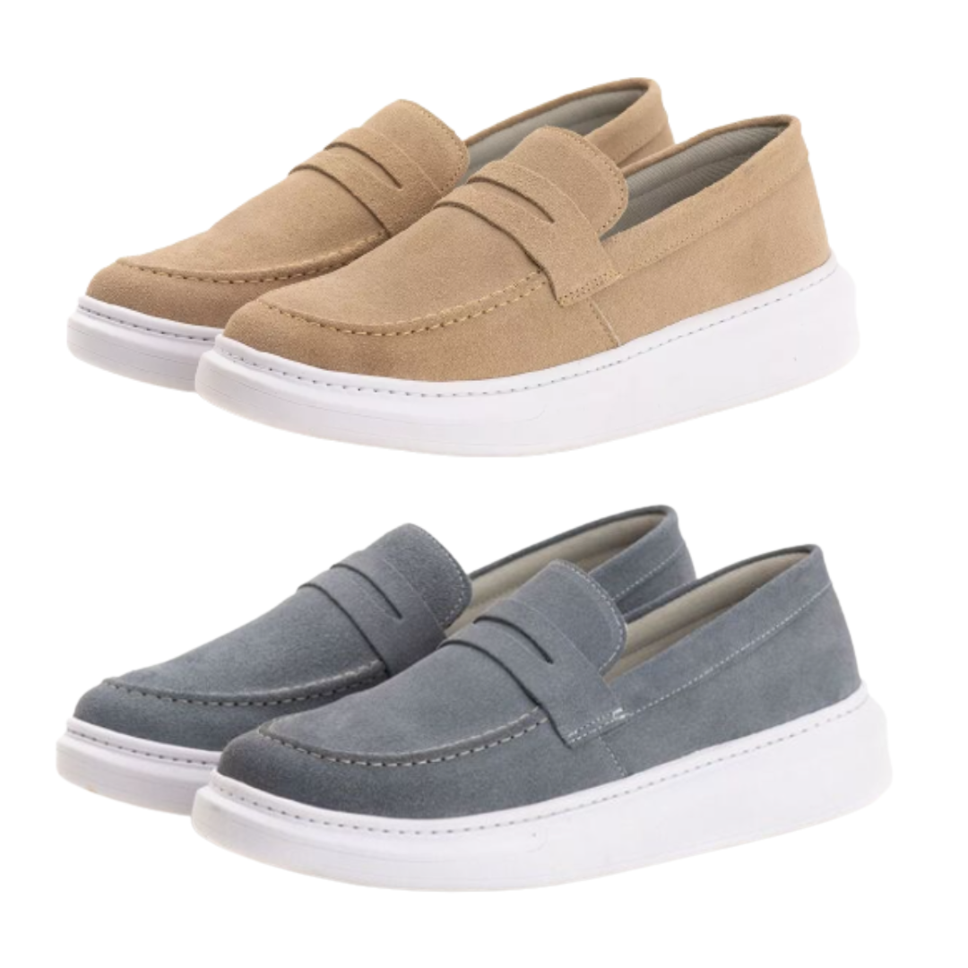 Compre 1 e Leve 2 Slip On - Mocassim Masculino Couro Camurça