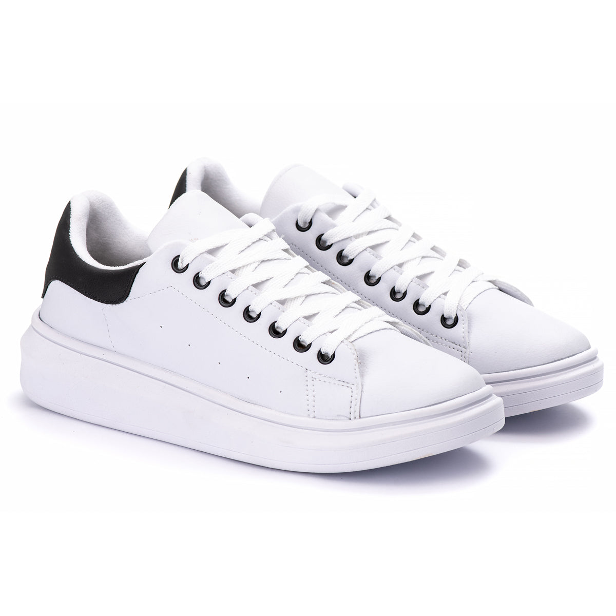 Tênis Casual Costarini Branco/Preto - Couro Ecológico