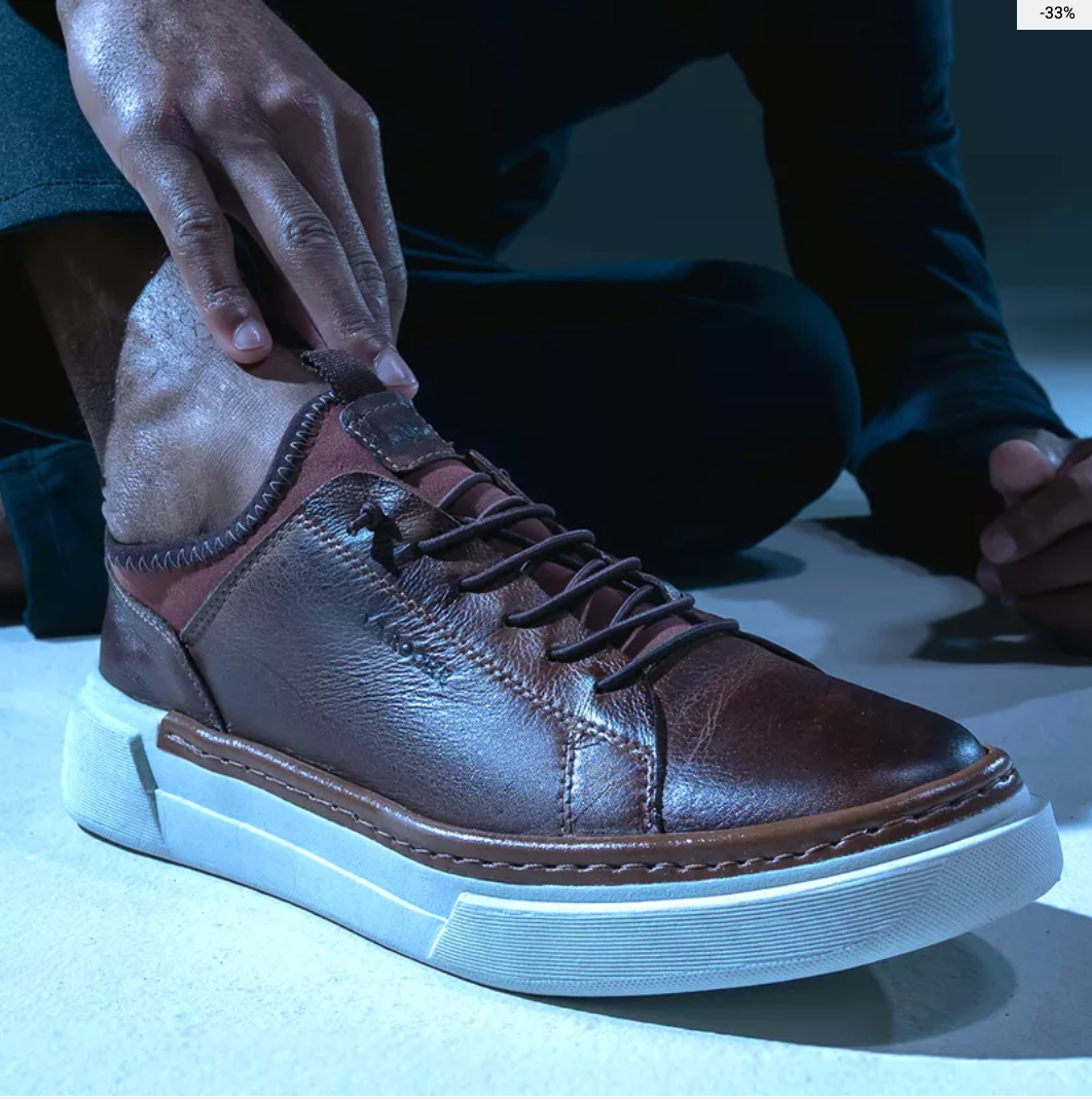 Sapatenis Casual Masculino Titanium em Couro - Chocolate