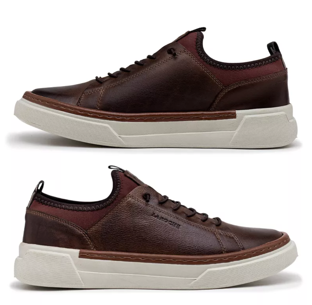 Sapatenis Casual Masculino Titanium em Couro - Chocolate