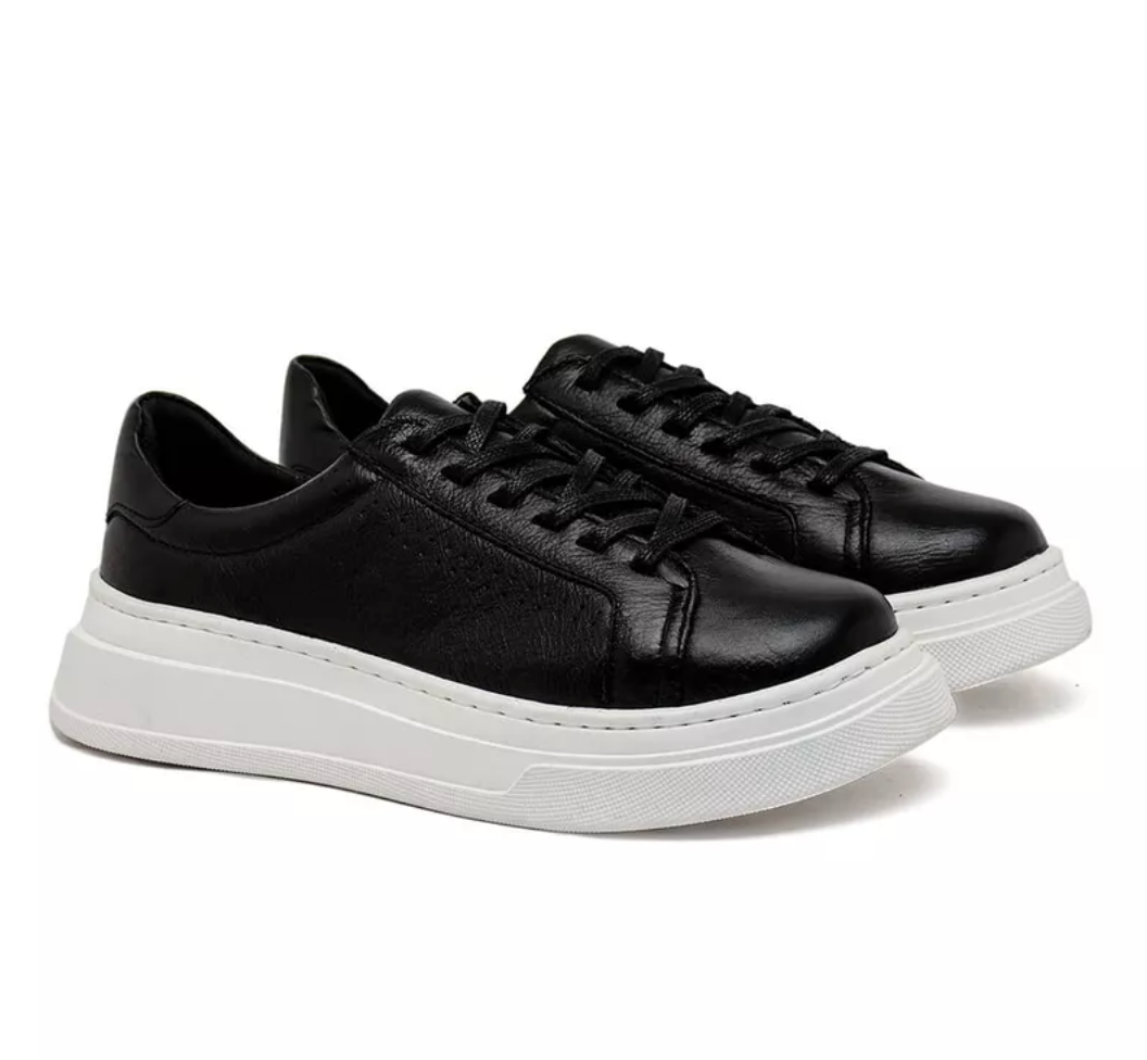 Sapatenis Casual Masculino Laroche Toquio em Couro - Preto