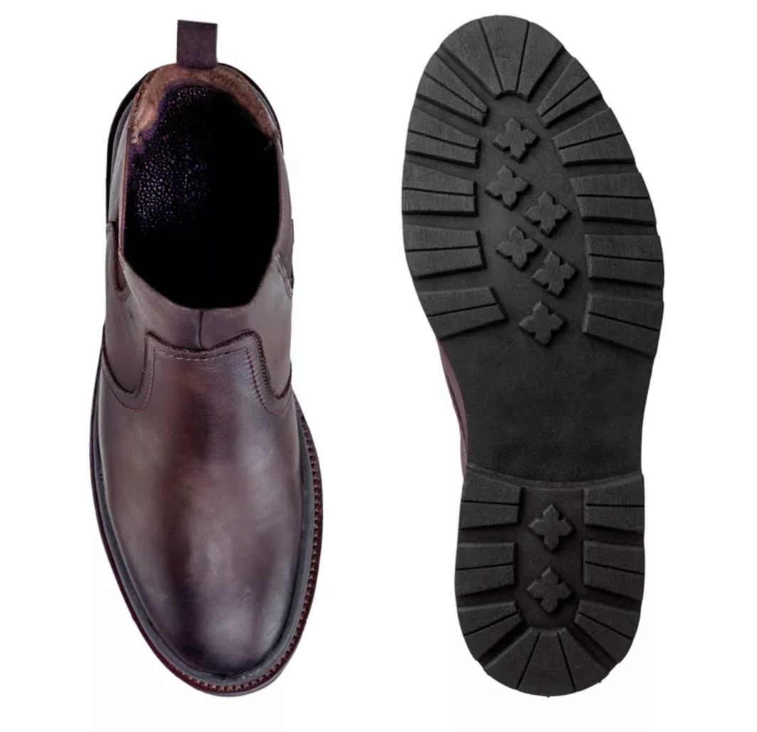 Bota Chelsea Londres em Couro - Café + Brinde Porta Cartão