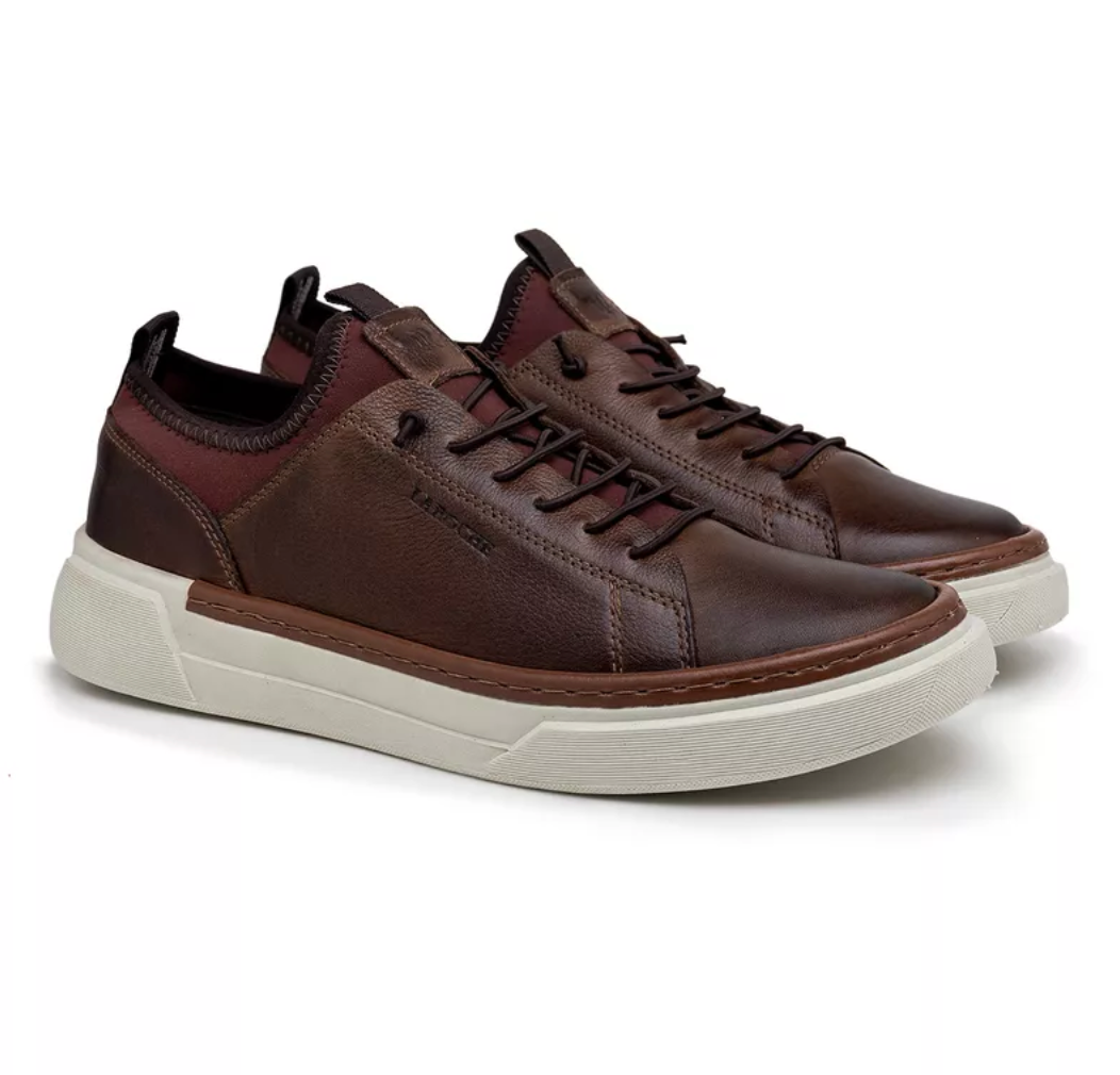 Sapatenis Casual Masculino Titanium em Couro - Chocolate