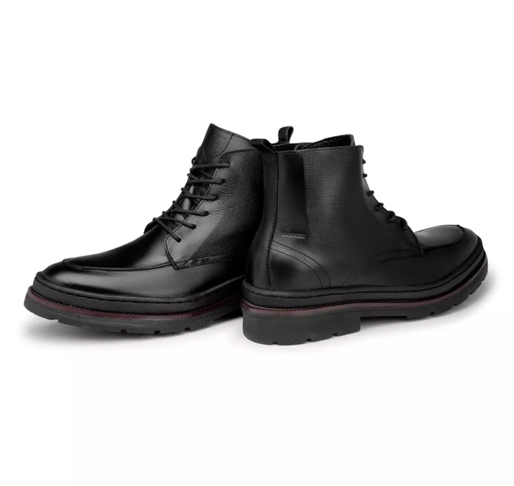 Bota Londres em Couro - Preto + Brinde Porta Cartão