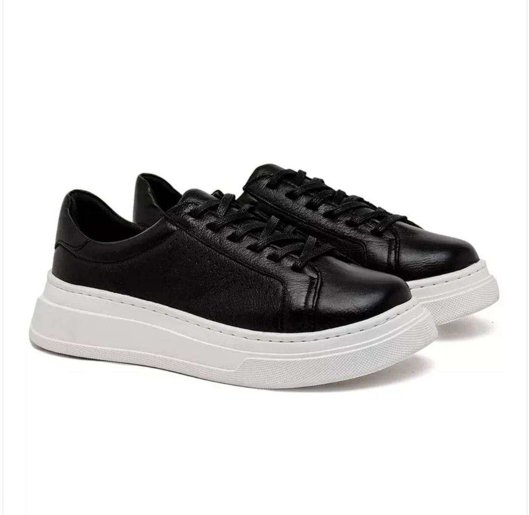 Sapatenis Casual Masculino Laroche Toquio em Couro - Preto