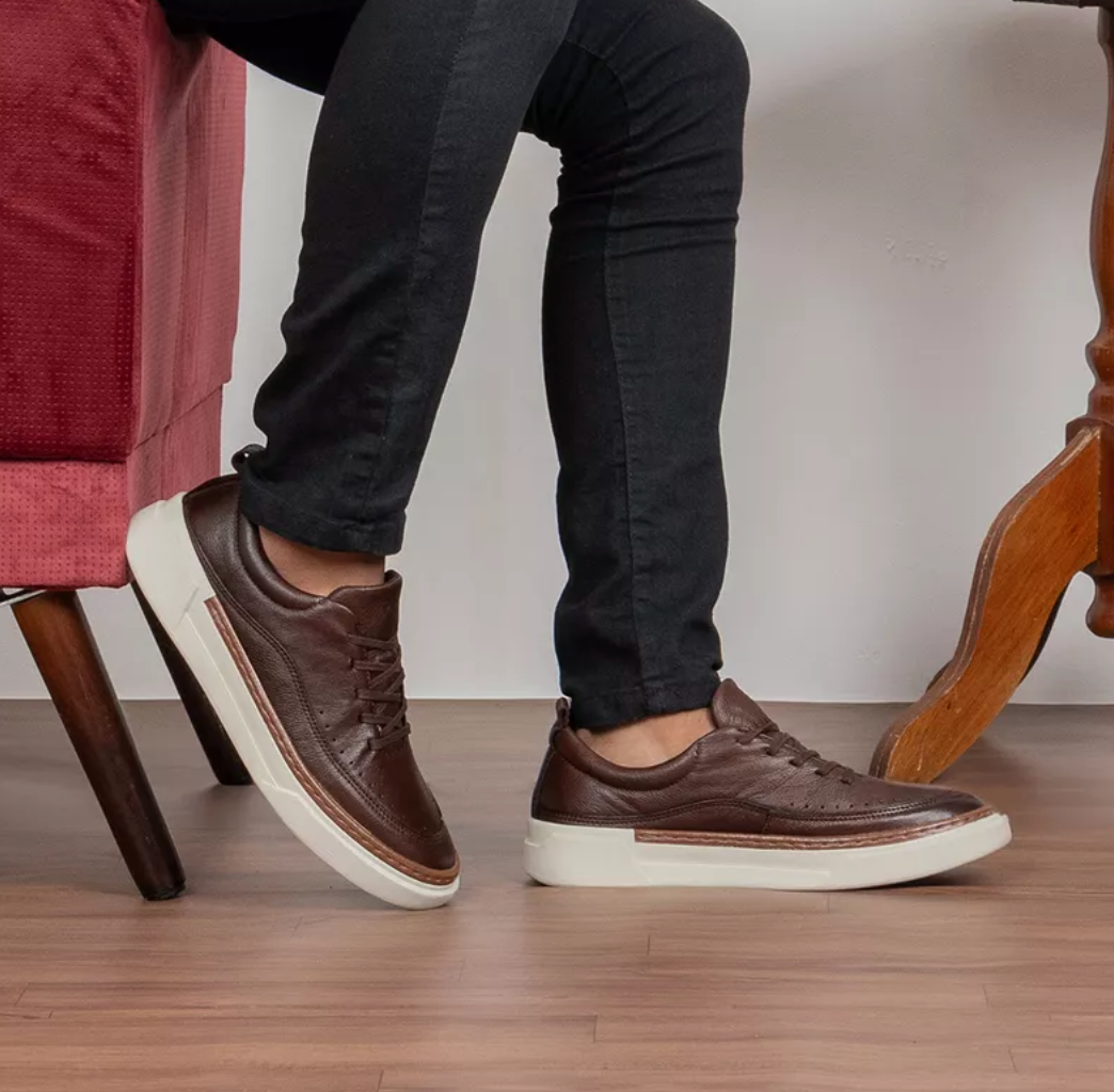 Sapatenis Casual Masculino Titanium em Couro - Café