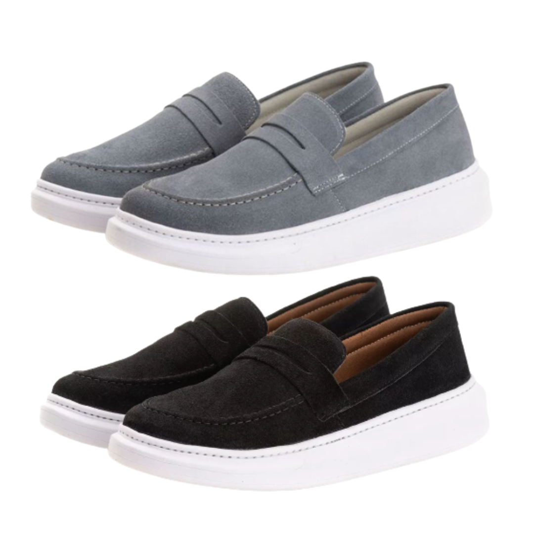 Compre 1 e Leve 2 Slip On - Mocassim Masculino Couro Camurça